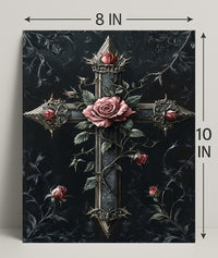 Roses And Cross Poster