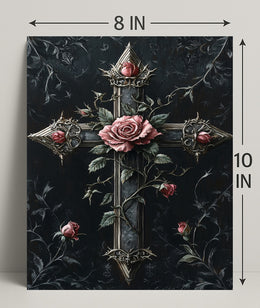 Roses And Cross Poster
