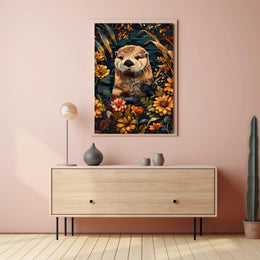 Otter in Bloom Wall Art Print for Decor Lovers