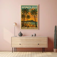 Island Christmas in Honolulu Poster