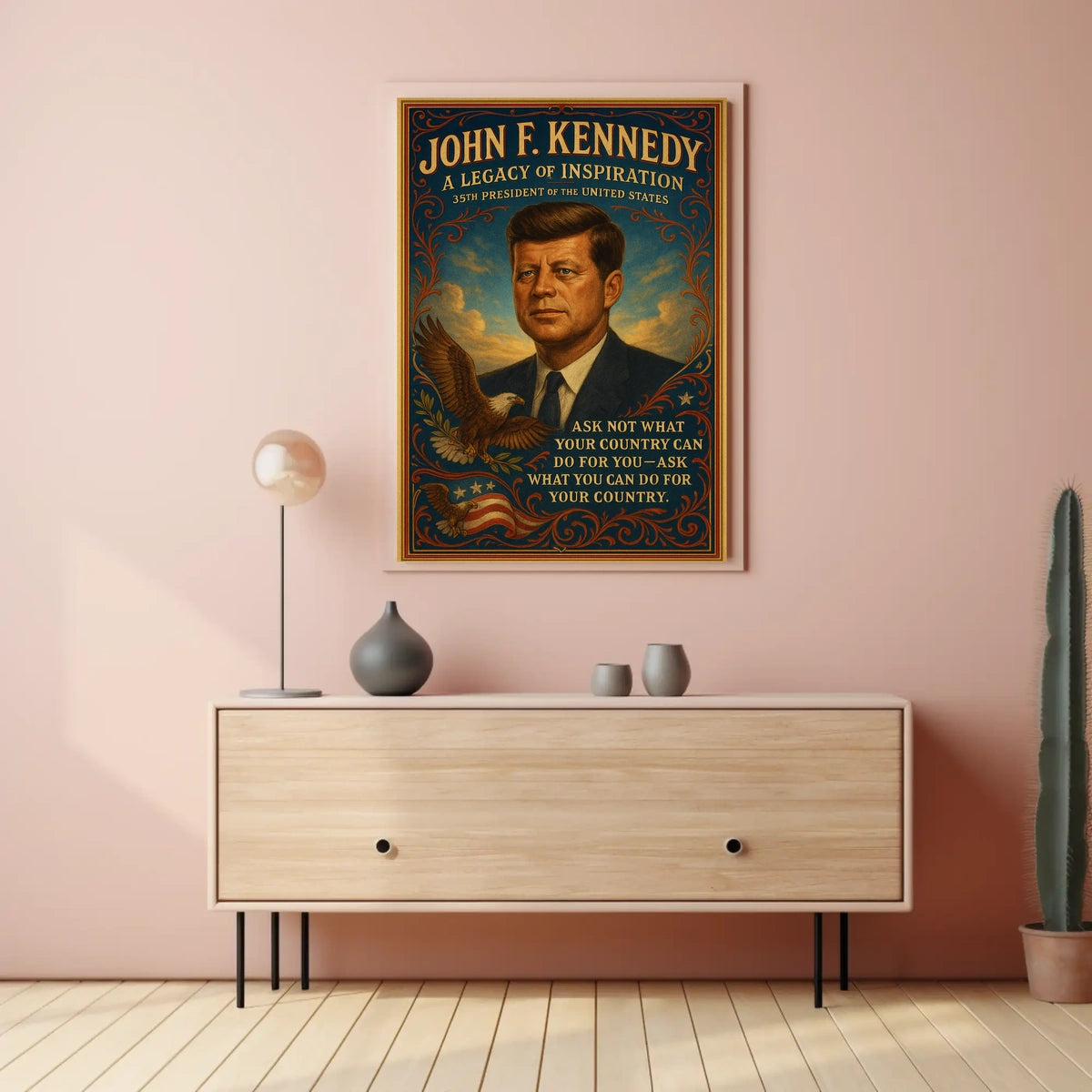 John F. Kennedy Vintage Patriotic Poster Art Print