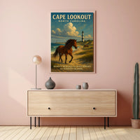 Cape Lookout Coastal Vintage Beach Lovers Poster