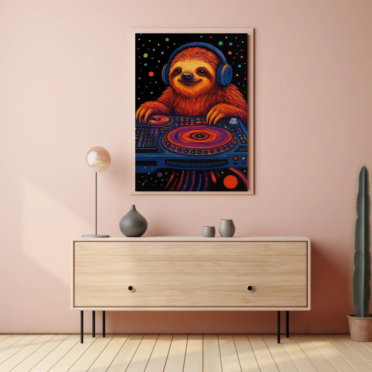 Sloth DJ Party Vibes Animal Poster