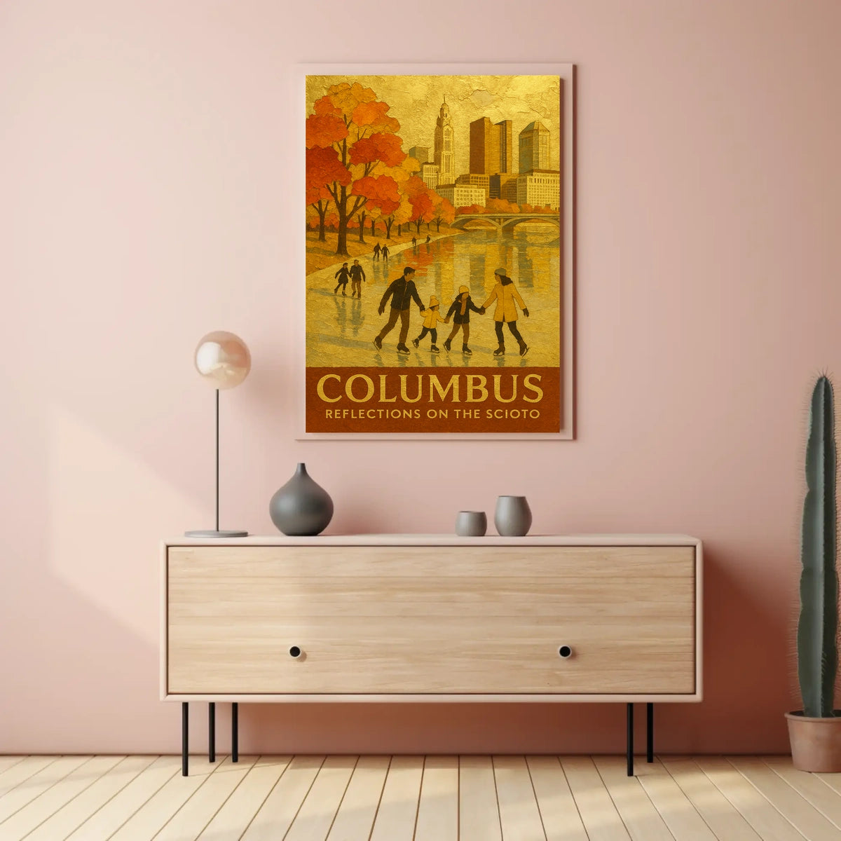 Columbus Reflections On The Scioto Poster