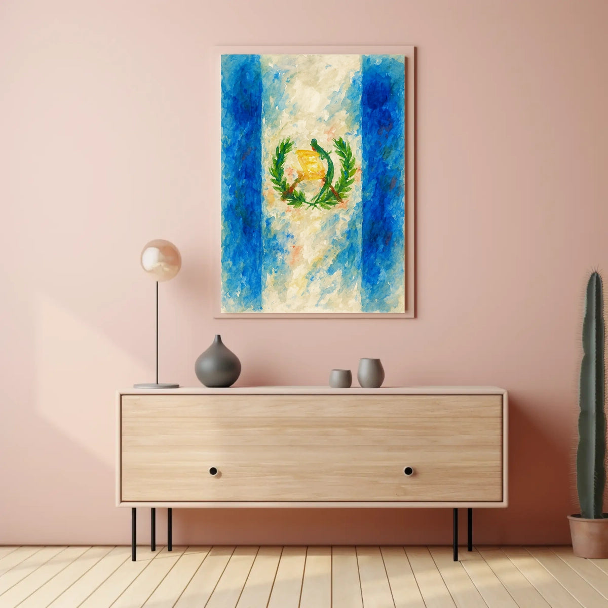 Watercolor Representation of the Guatemalan Flag Poster