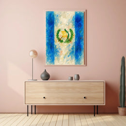 Watercolor Representation of the Guatemalan Flag Poster