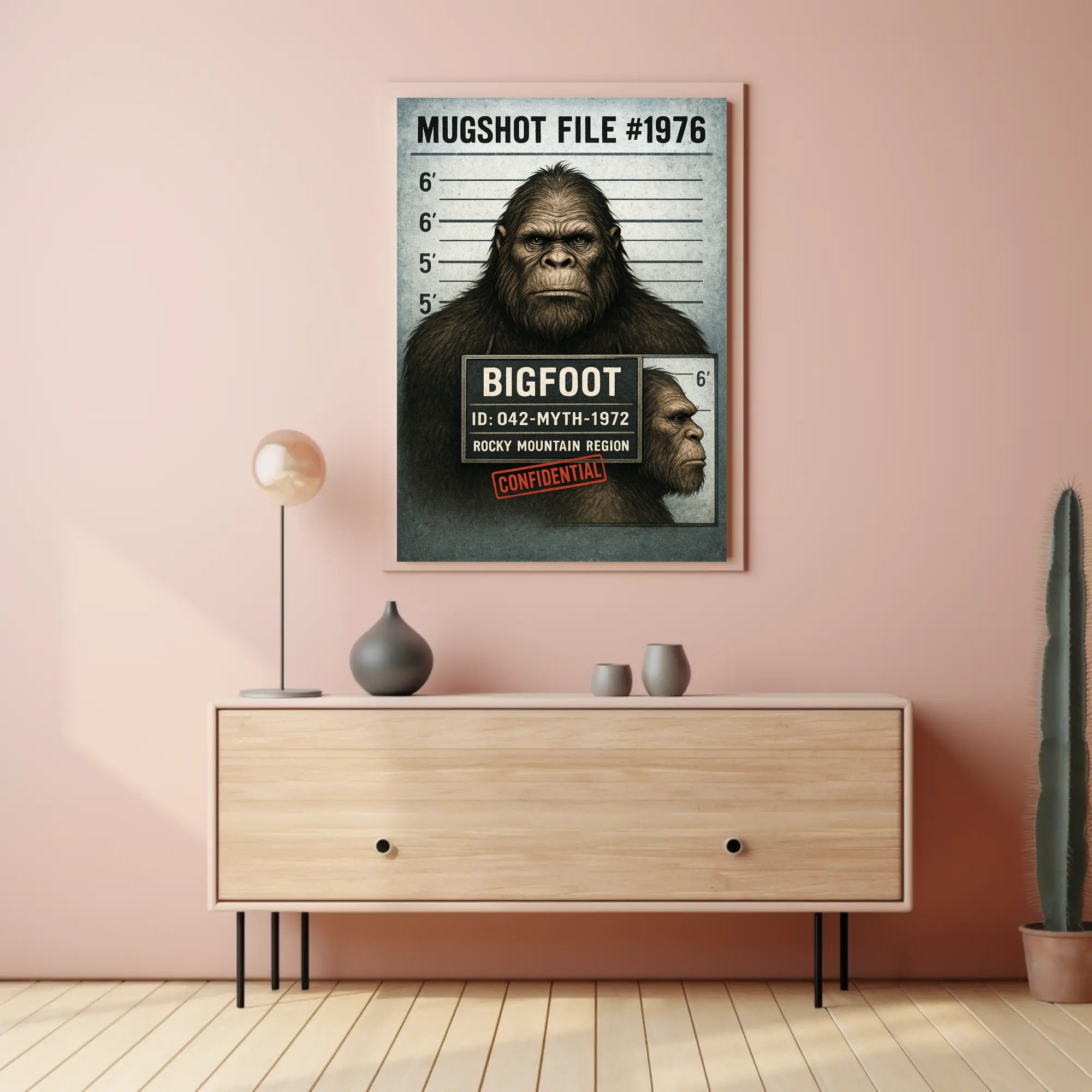 Bigfoot Mugshot  Mythical Sighting Poster PosterGoat