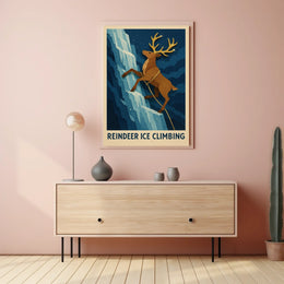 Reindeer Ice Climbing Poster