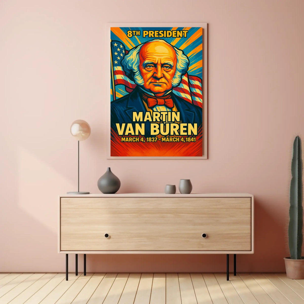 Martin Van Buren 8th President of the United States Colorful Comic Book Style Poster