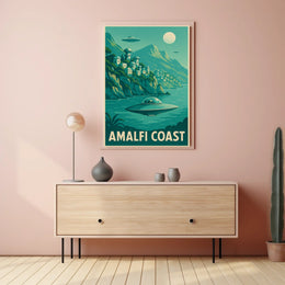 Amalfi Coast Futuristic Fantasy Poster