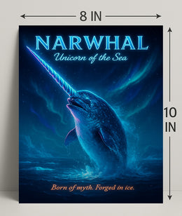 Mystical Narwhal Night Fantasy or Mythology Poster