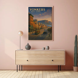 Yonkers Vintage Cityscape Travel Poster Retro Wall Art