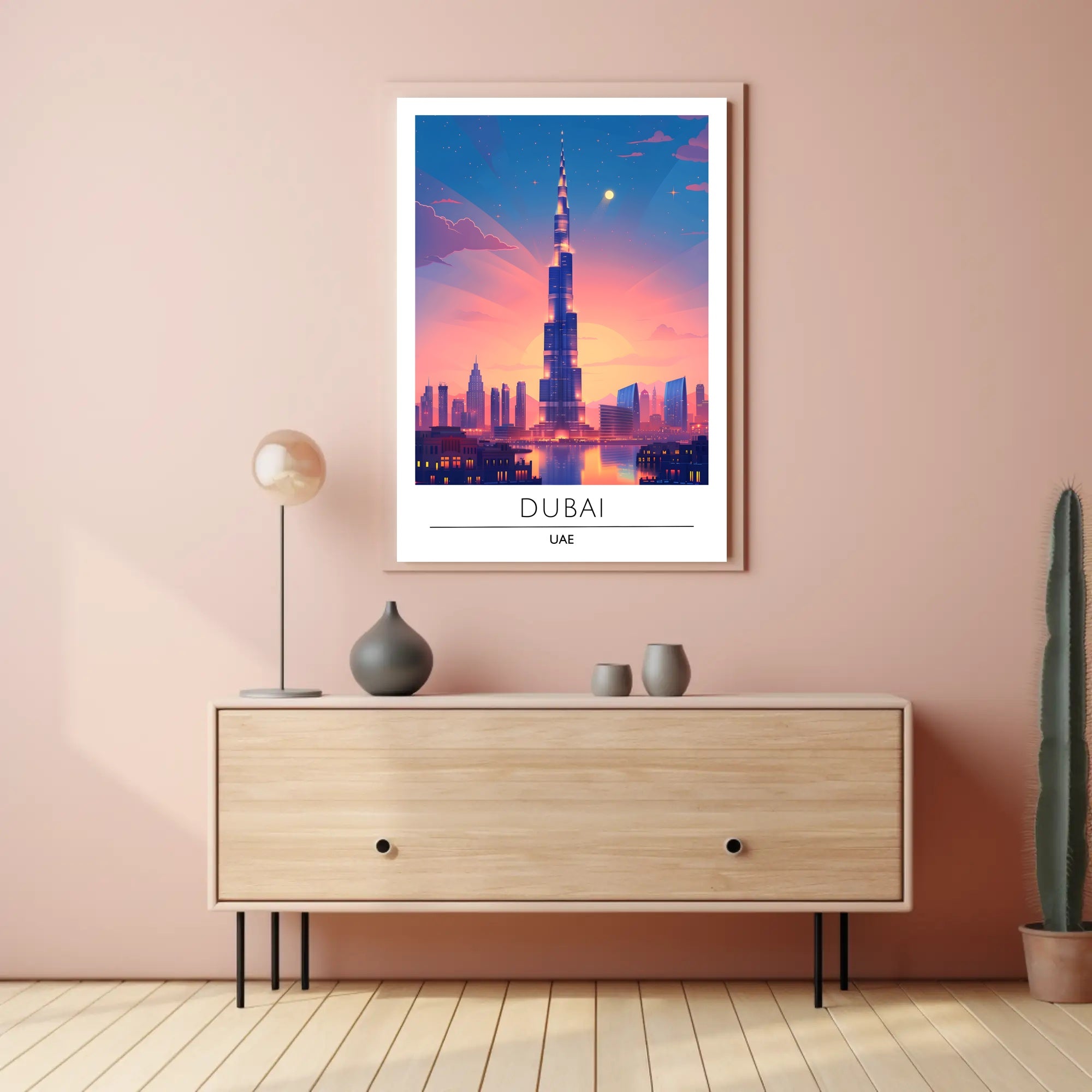 Dubai Sunset Burj Khalifa Urban Cityscape Poster