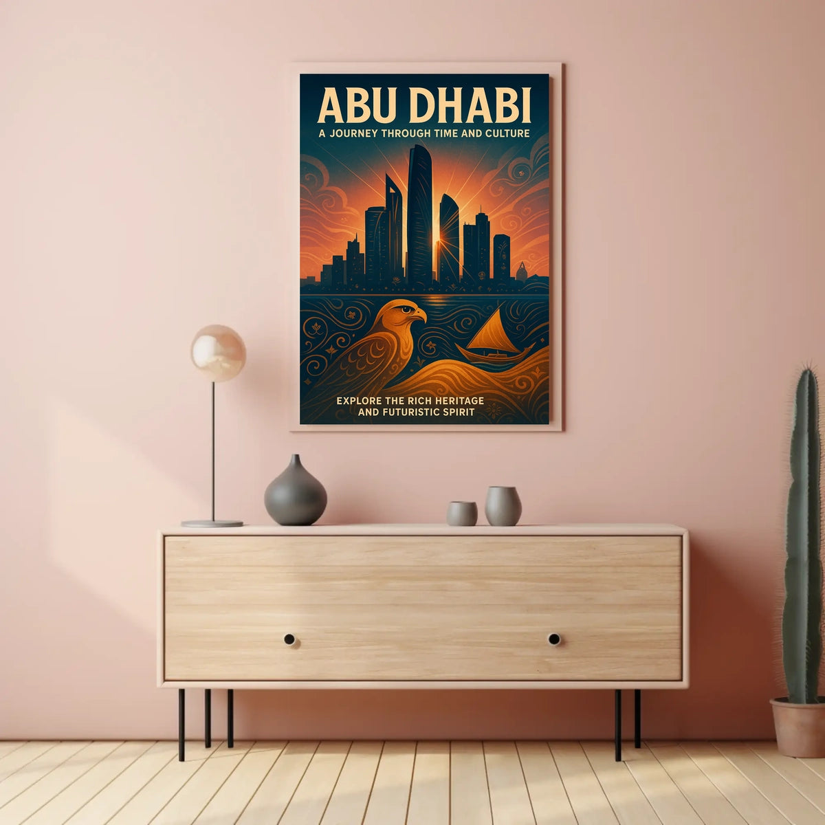 Abu Dhabi Skyline Art Futuristic Cityscape Travel Poster