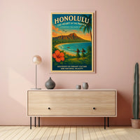 Honolulu Vintage Travel Poster Aloha Spirit Adventure