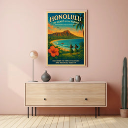 Honolulu Vintage Travel Poster Aloha Spirit Adventure