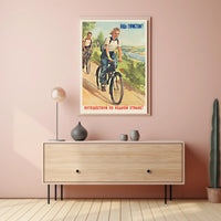 Vintage Scenic Cycling Adventure: A Soviet-Era Travel Poster