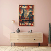 Providence Rhode Island Vintage Urban Cityscape Poster