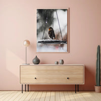 Winter Serenity: Bird on Swing Animal Poster