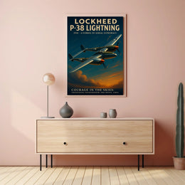 P-38 Lightning Vintage Aviation Poster Print