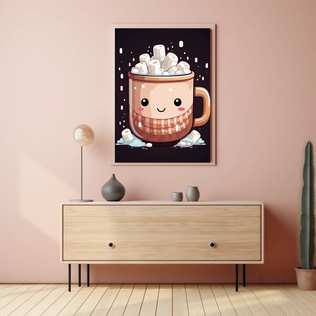 Kawaii Hot Chocolate Mug Illustration Art Poster