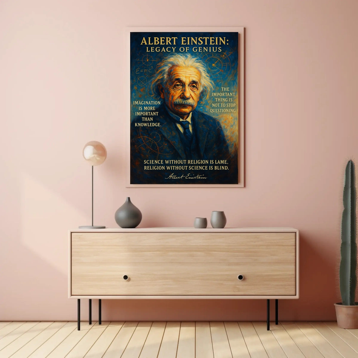 Albert Einstein Inspirational Vintage Art Poster Print