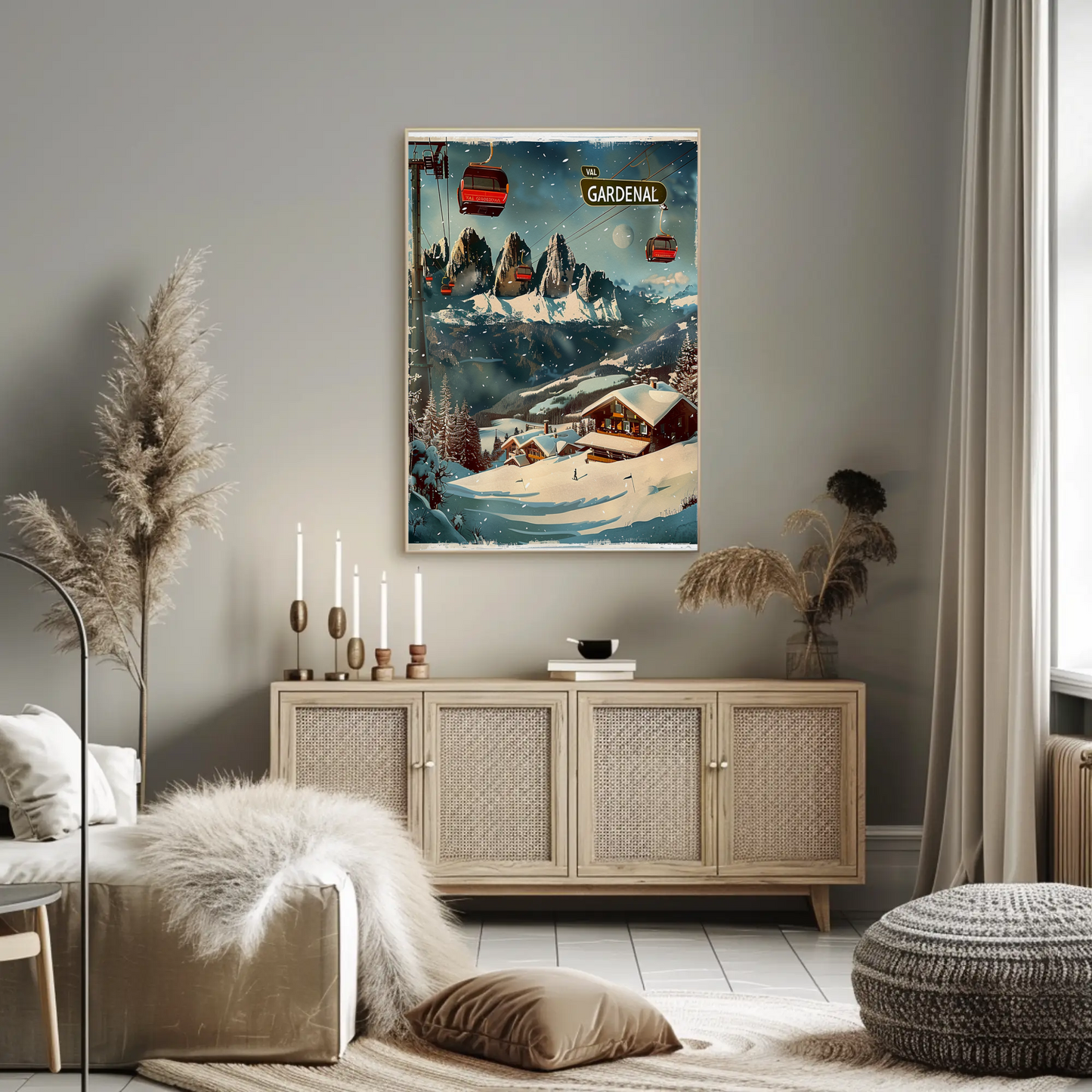 Val Gardena Italy Ski Resort Winter Travel Poster