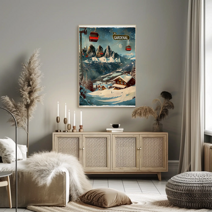 Val Gardena Italy Ski Resort Winter Travel Poster