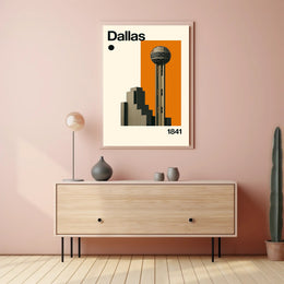 Dallas 1841 Architectural Cityscape Travel Poster