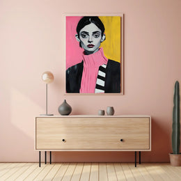 Vibrant Portrait Poster Modern Pink And Yellow Print