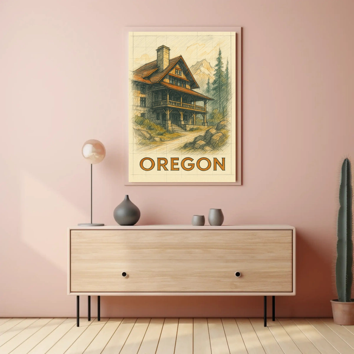 Oregon Mountain Lodge Poster