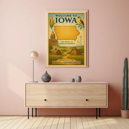 Iowa Heart of the Midwest Vintage Travel Poster