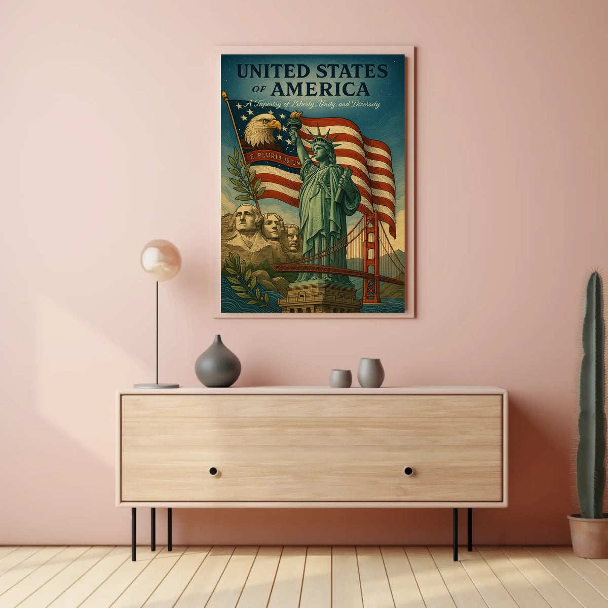 United States of America A Tapestry of Liberty, Unity, and Diversity Poster