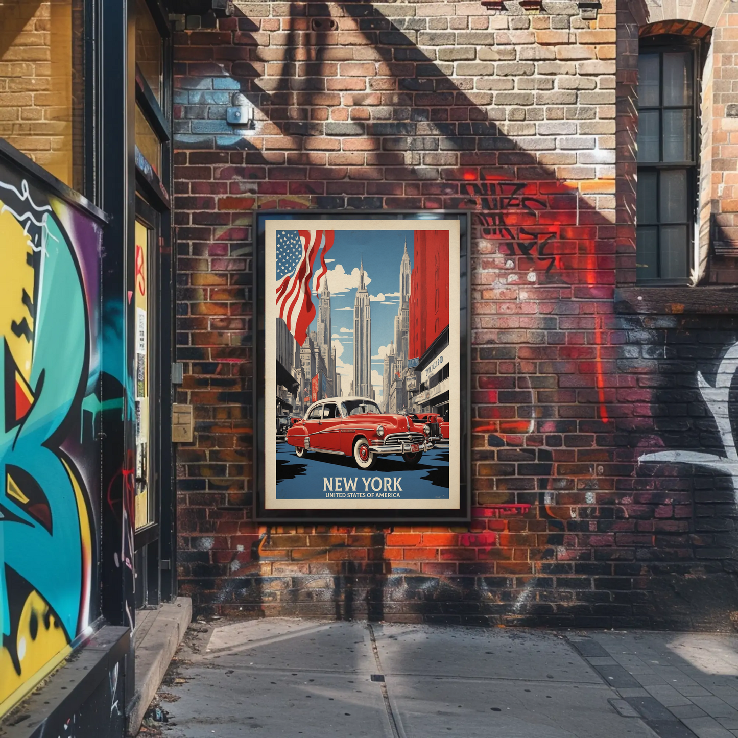 New York American Dream Cars Vintage Travel Poster