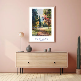 Portland Park in Watercolor: Urban or Cityscape Poster PosterGoat