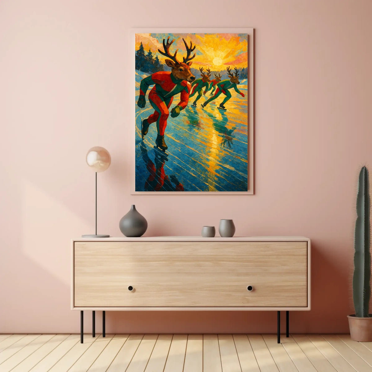 Reindeer Speed Skating on Surreal Frozen Lake