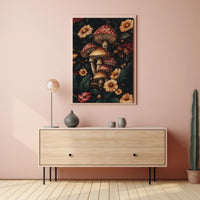 Enchanted Forest Wall Art Print with Mushrooms