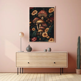 Enchanted Forest Wall Art Print with Mushrooms