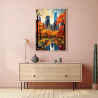 Autumn Tranquility: Scenic Pathway Artful Landscape Poster