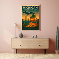 Discover Michigan The Great Lakes State Poster
