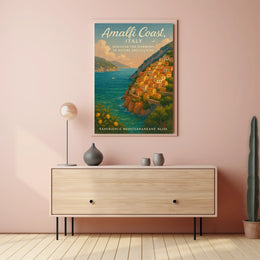Amalfi Coast Vintage Travel Poster Art Print