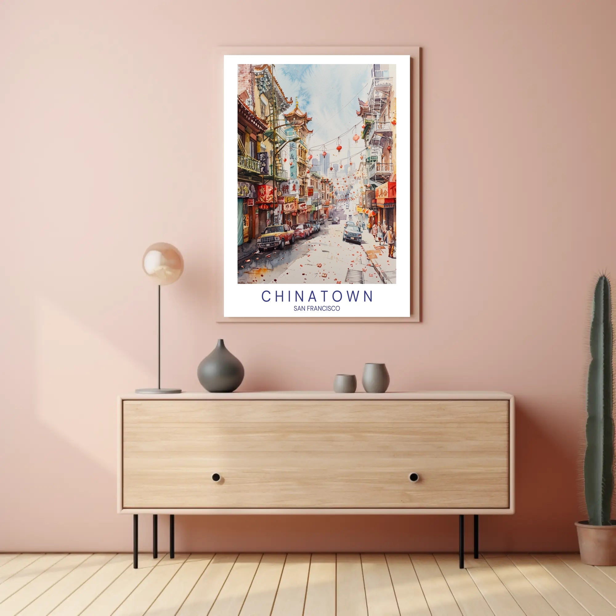 San Francisco Chinatown Vibrant Scene Travel Poster PosterGoat
