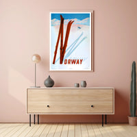 Norwegian Winter Ski Adventure Vintage Travel Poster PosterGoat