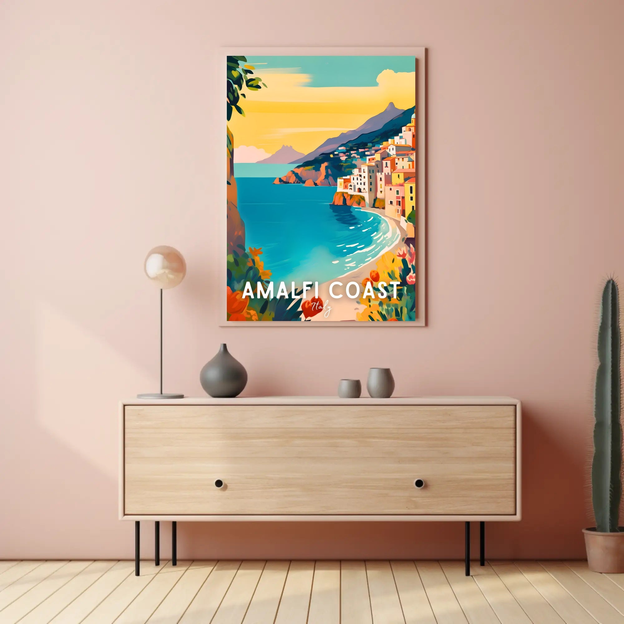 Amalfi Coast Scenic Travel Modern Illustration Poster