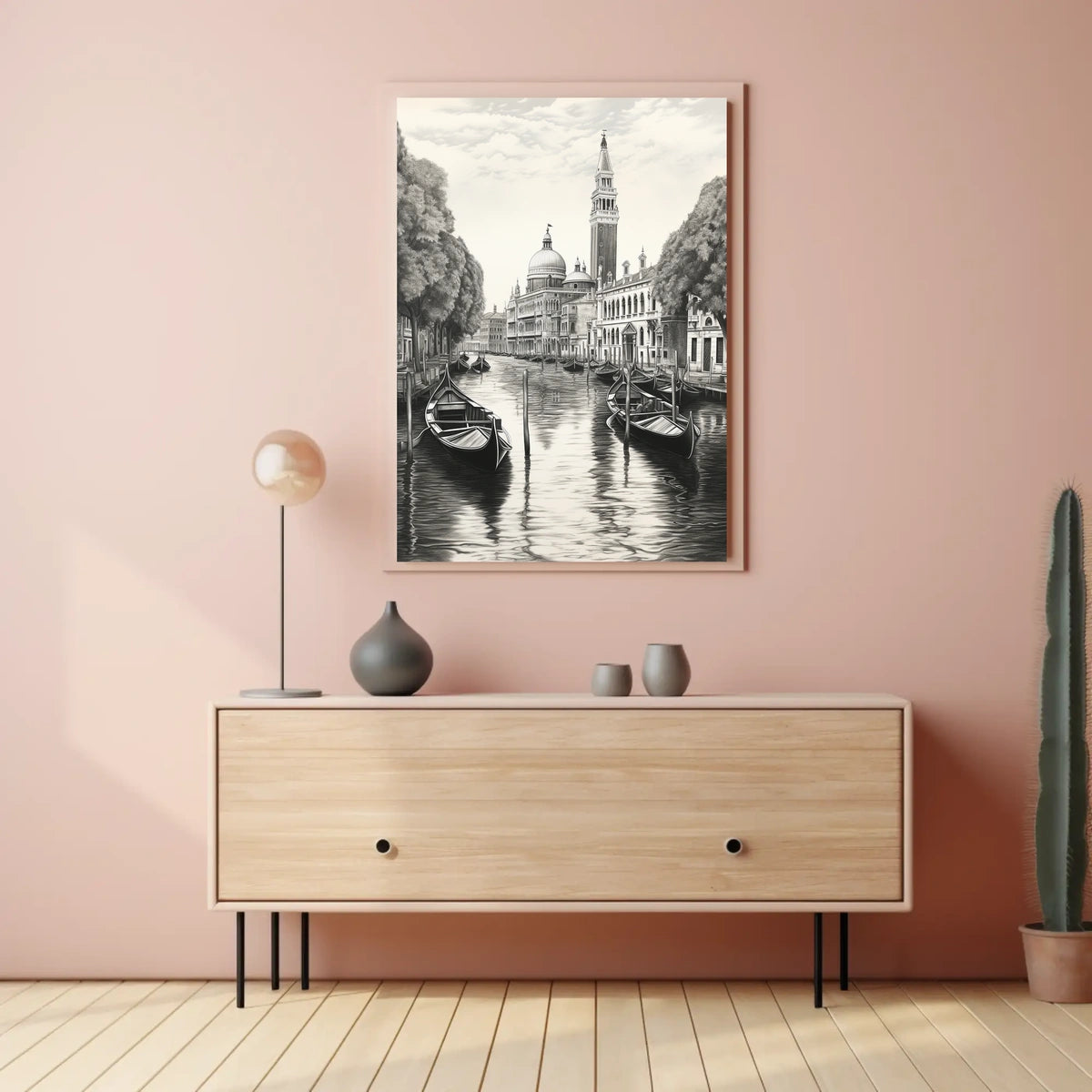 Venetian Canal Scene Vintage Drawing Travel Poster