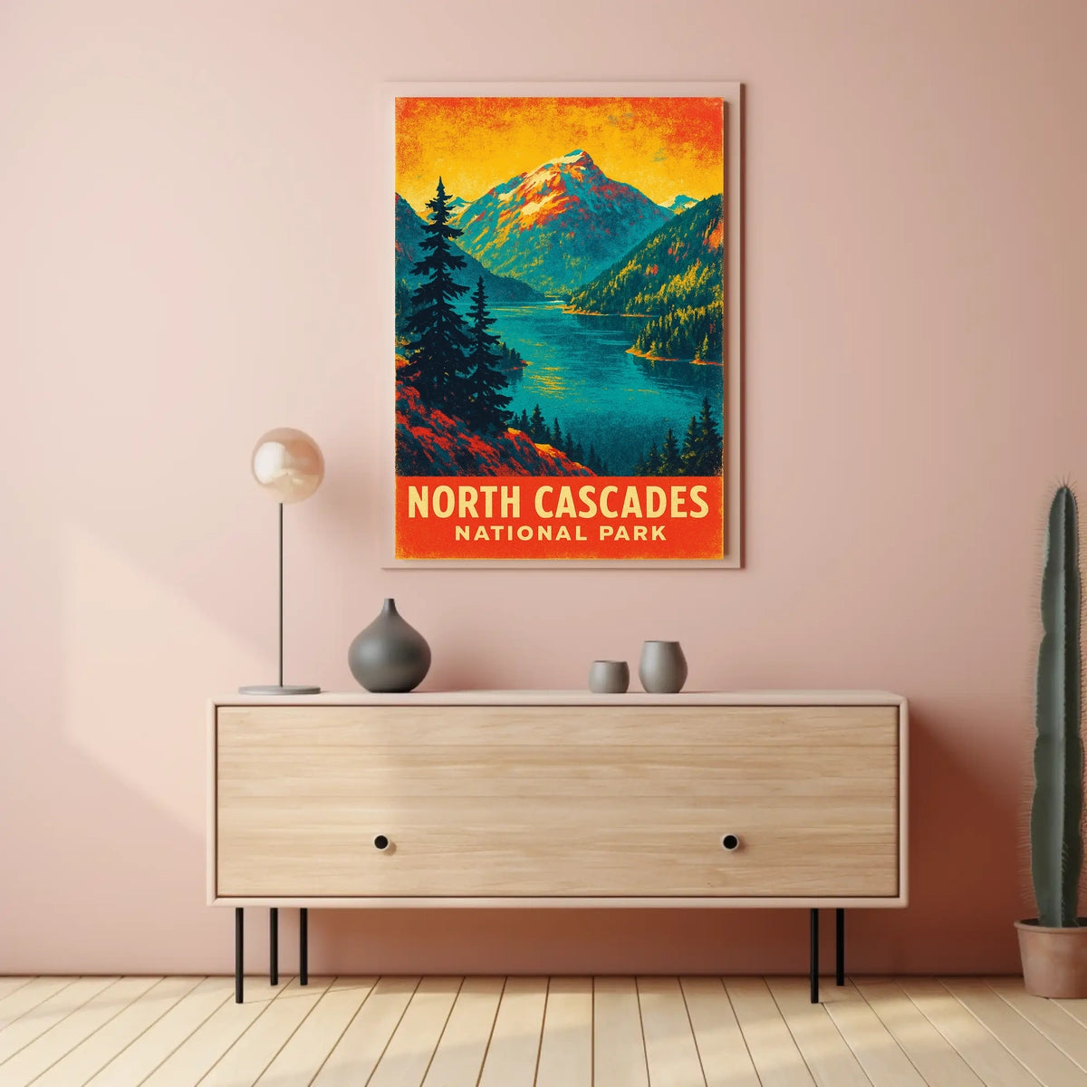 North Cascades Sunrise Adventure Vintage Poster