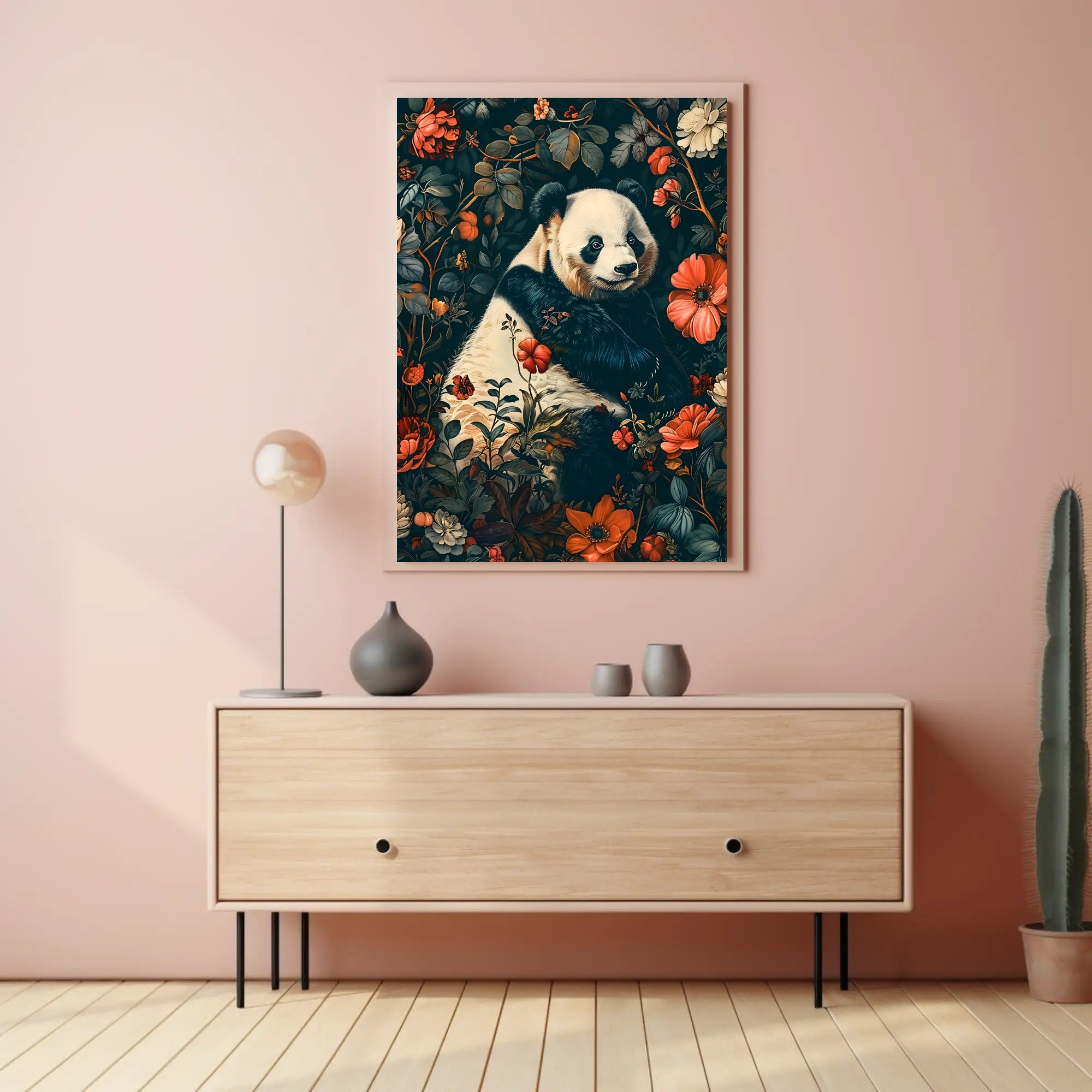 Peaceful Panda in a Botanical Wonderland Animal Poster