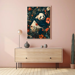 Peaceful Panda in a Botanical Wonderland Animal Poster