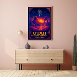 Utah Landscapes Illustrated National Park Poster