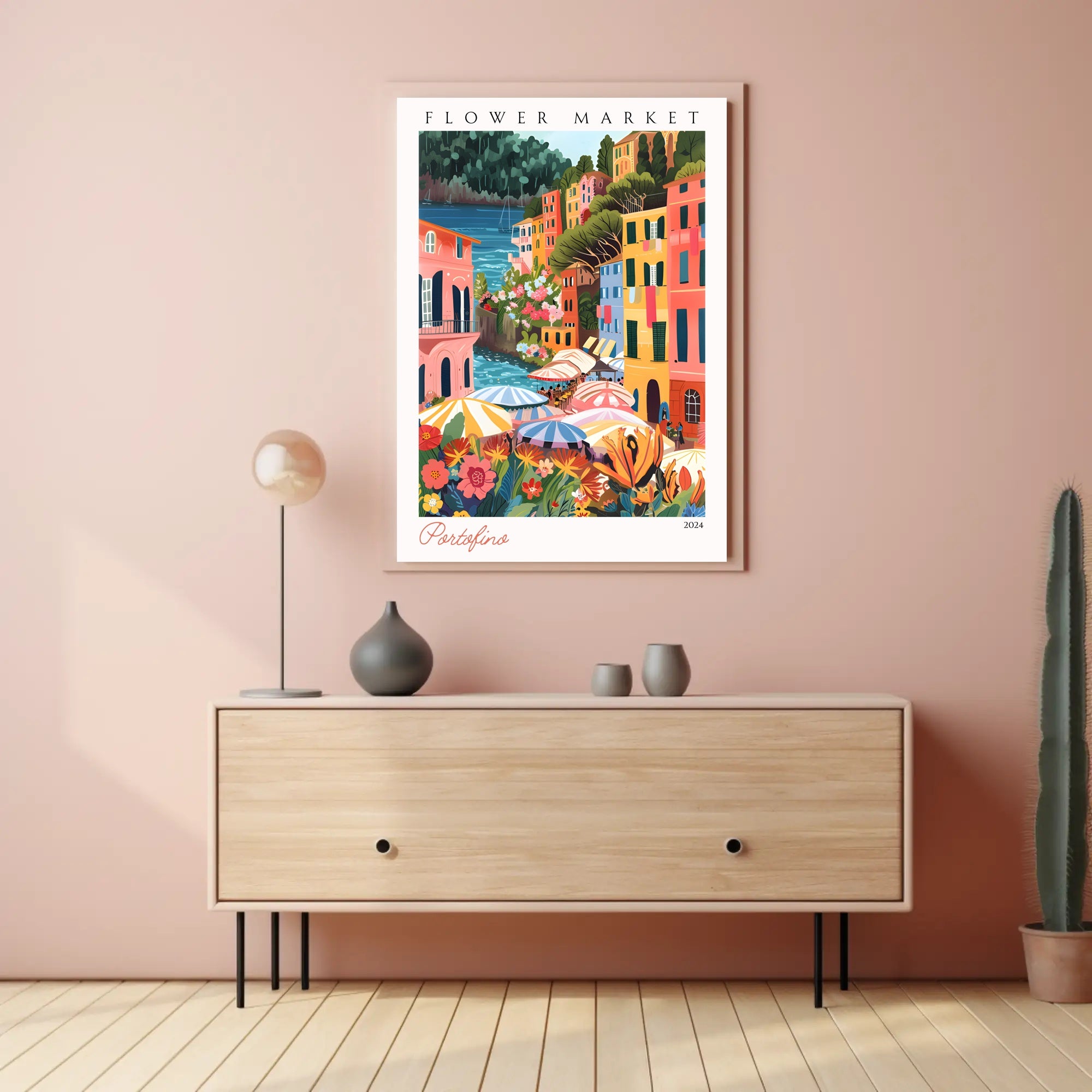 Portofino Flower Market Poster PosterGoat